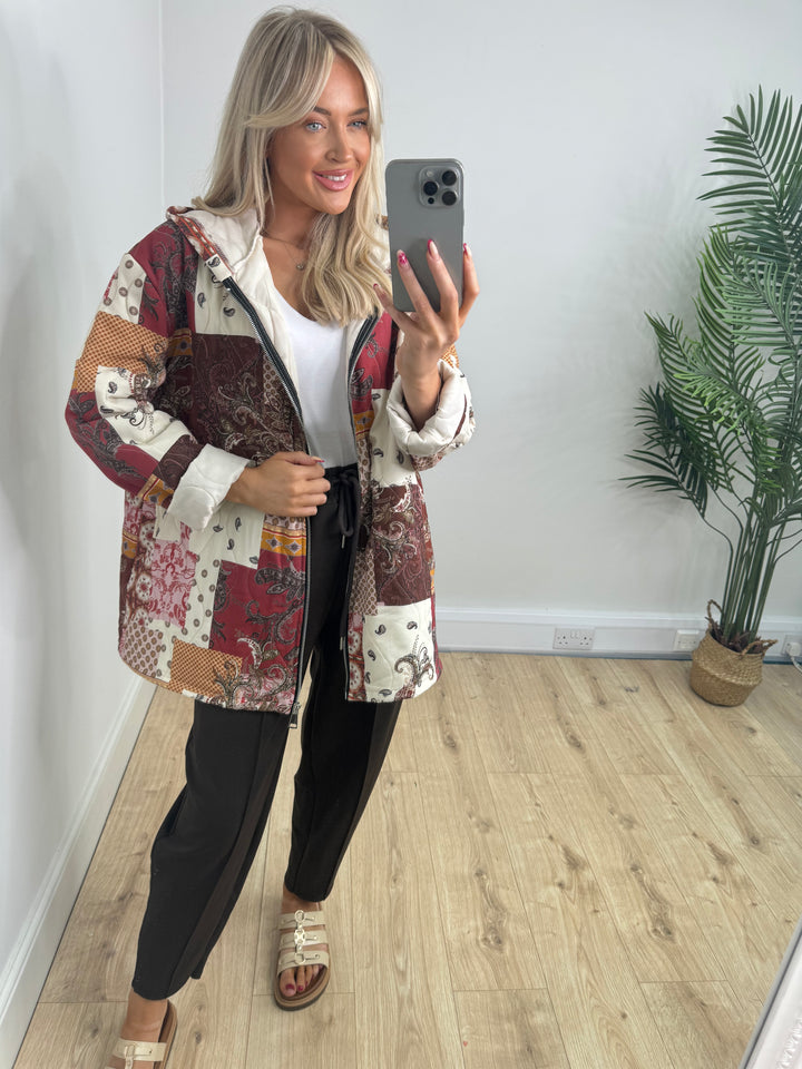 Patchwork Jacket - Wine