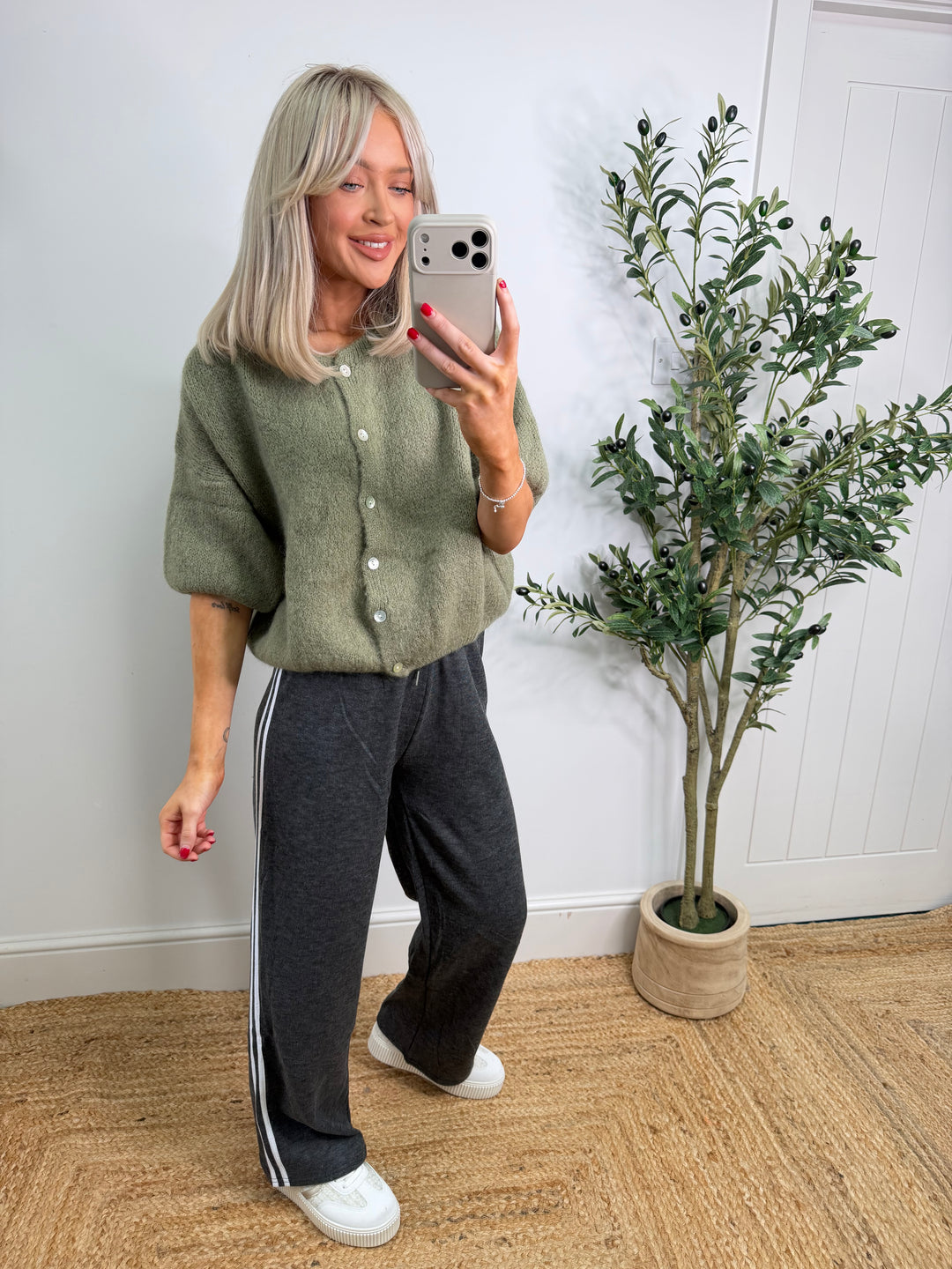 Kassia Cardigan - Artichoke Short Sleeve