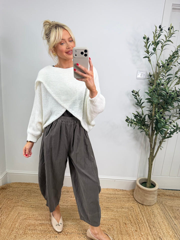 Ava Cross Over Knit - Cream