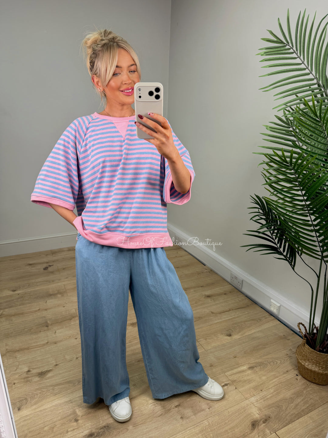 Alice Stripe Sweatshirt - Baby Pink & Baby Blue