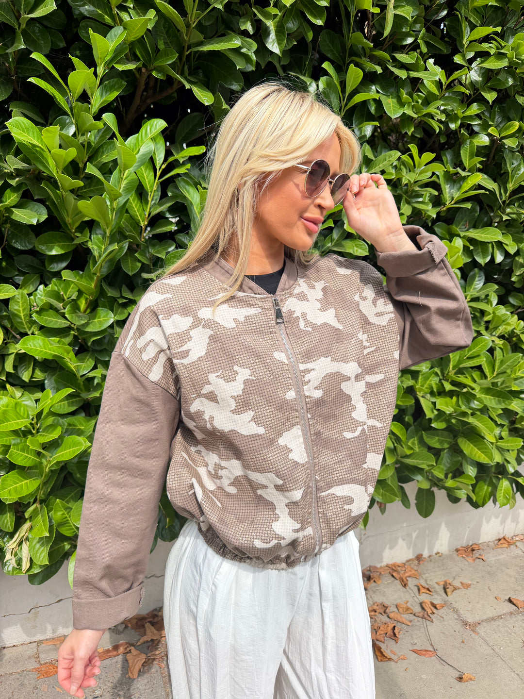 Louisa Denim Bomber - Mocha Camo