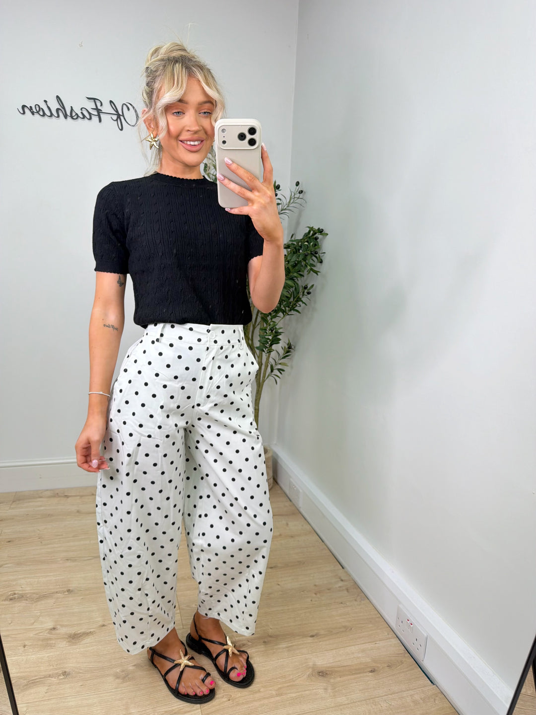 Pennie Polka Dot Trousers - White