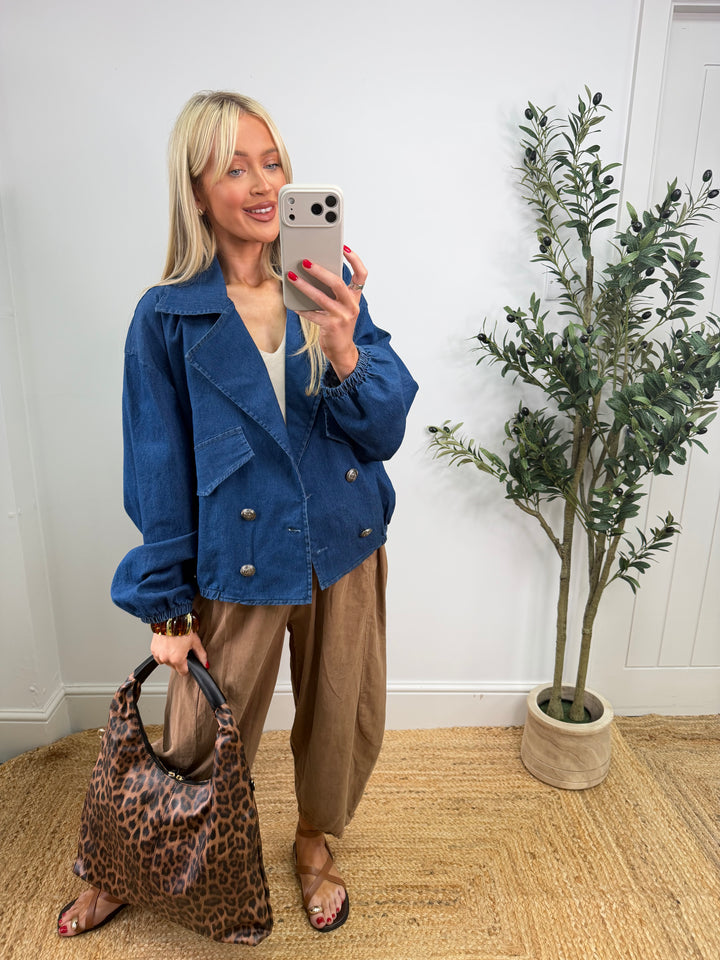 Raya Denim Trench Bomber Jacket