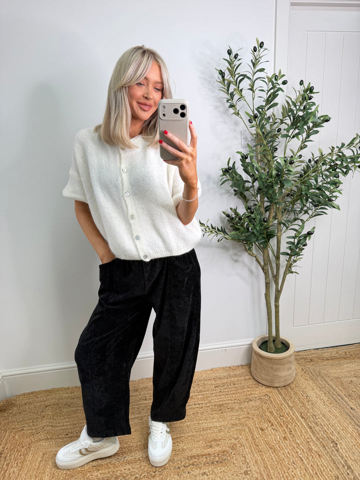 Kassia Cardigan - Winter White Short Sleeve