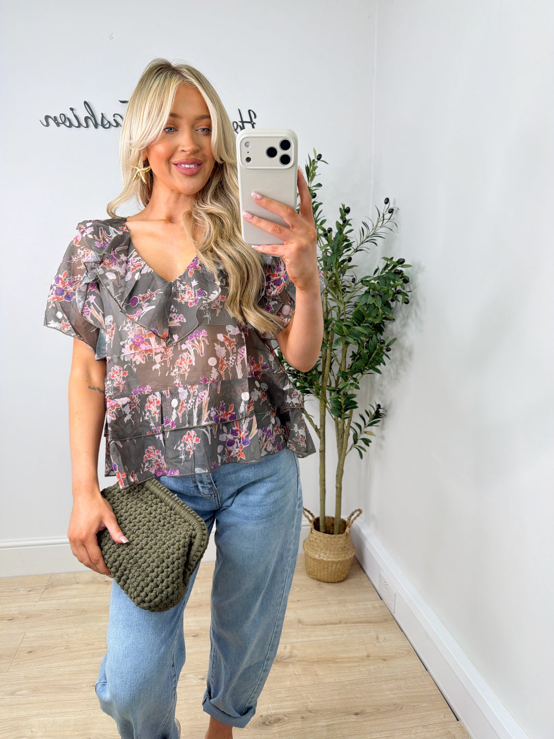 Pattie Floral Top - Khaki