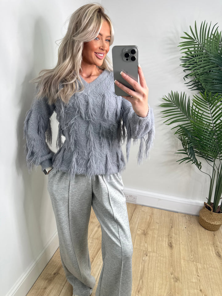 Alexis Feather Knit - Grey