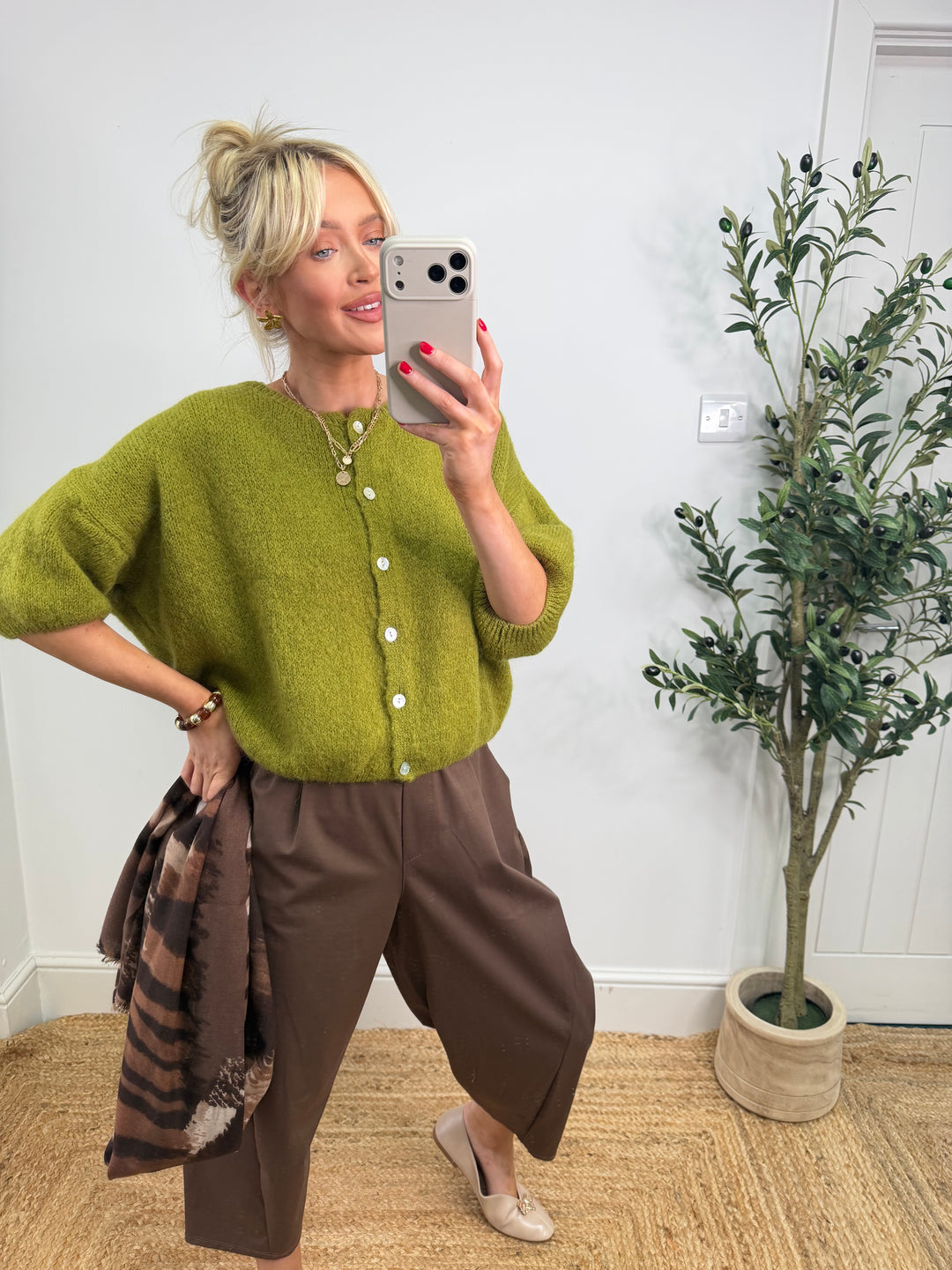 Kassia Cardigan - Lime Short Sleeve