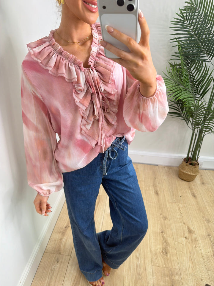 Codie Ruffle Blouse - Pink