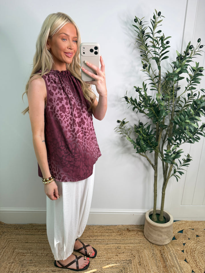 Lottie Leopard Top - Plum