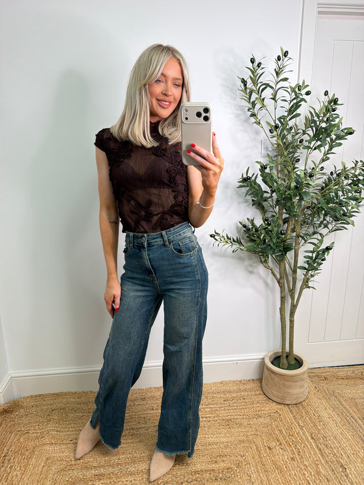 Rosie Mesh Top - Chocolate