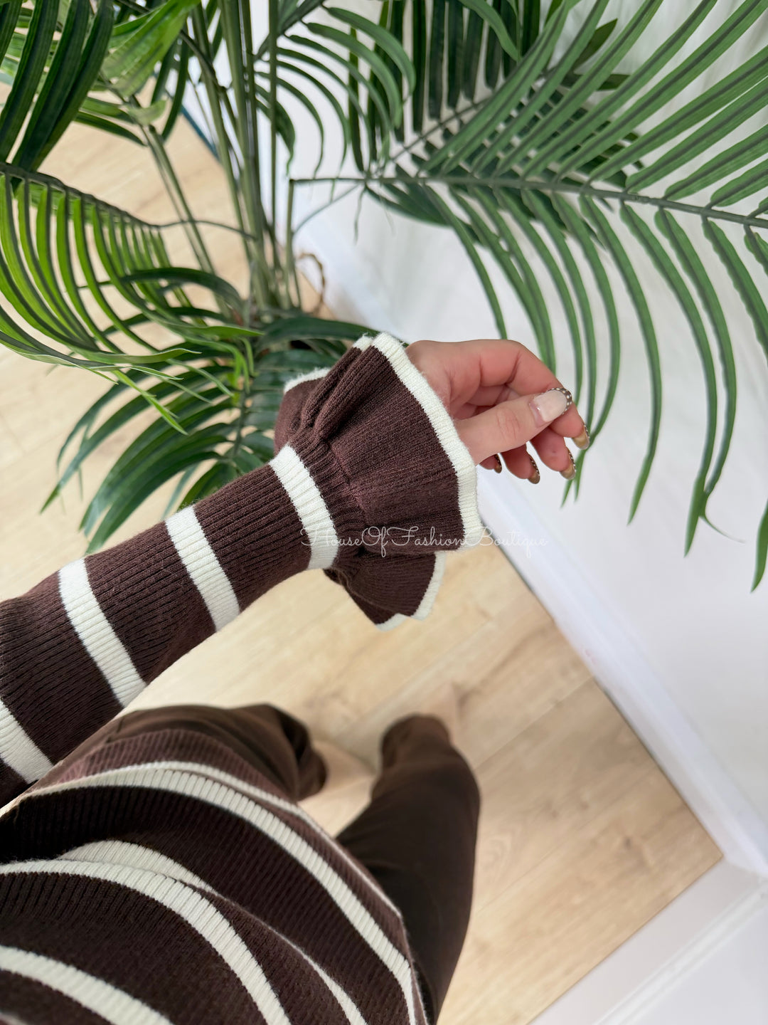 Payton Stripe Knitted Top - Chocolate