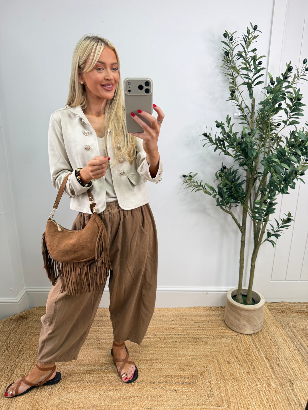 Brittany Short Suede Jacket - Cream