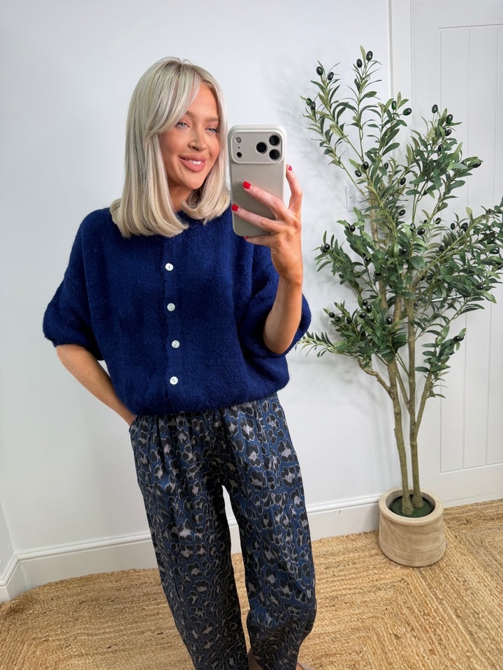 Kassia Cardigan - Navy Short Sleeve