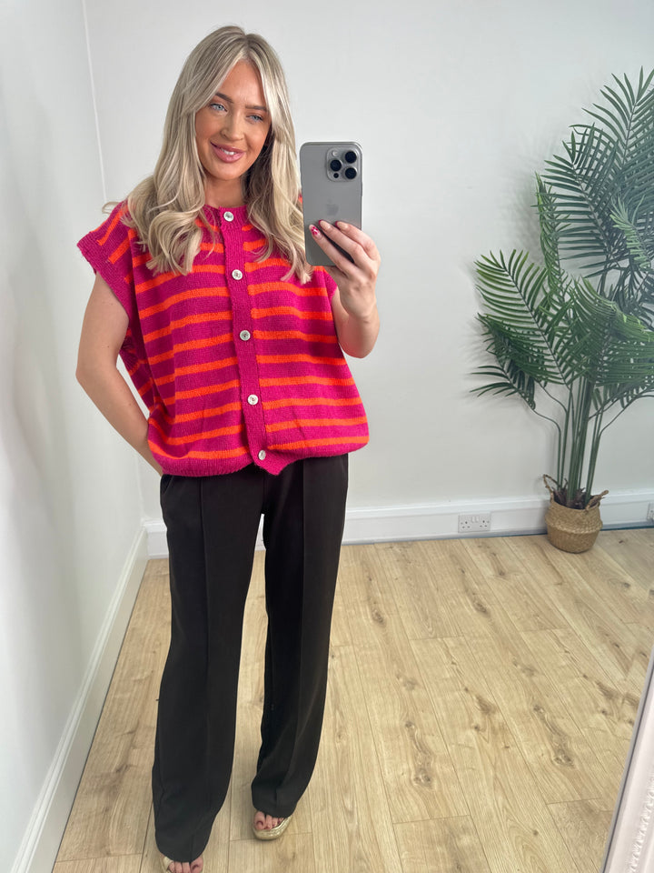 Marnie Tank - Pink & Orange Stripe