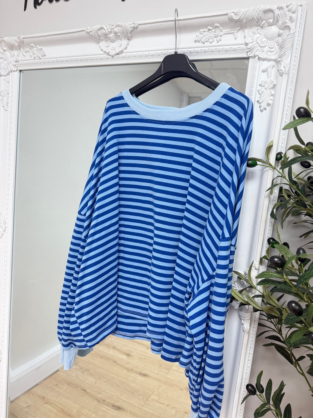 Stripe Oversized Sweatshirt - Blue