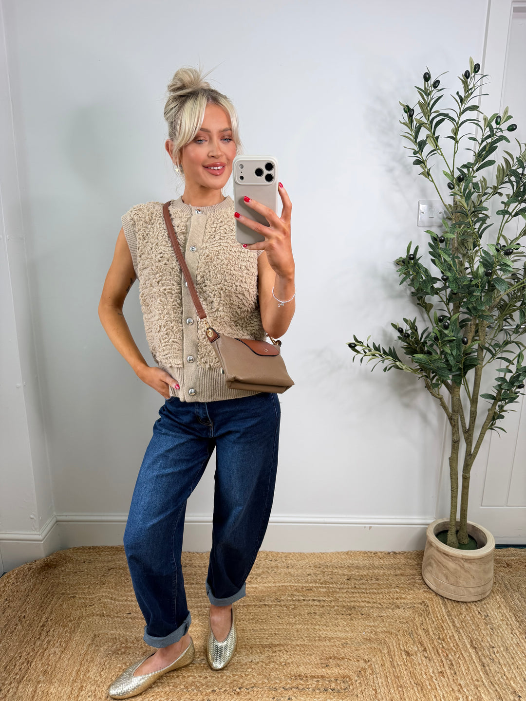 Eloise Knitted Top - Beige