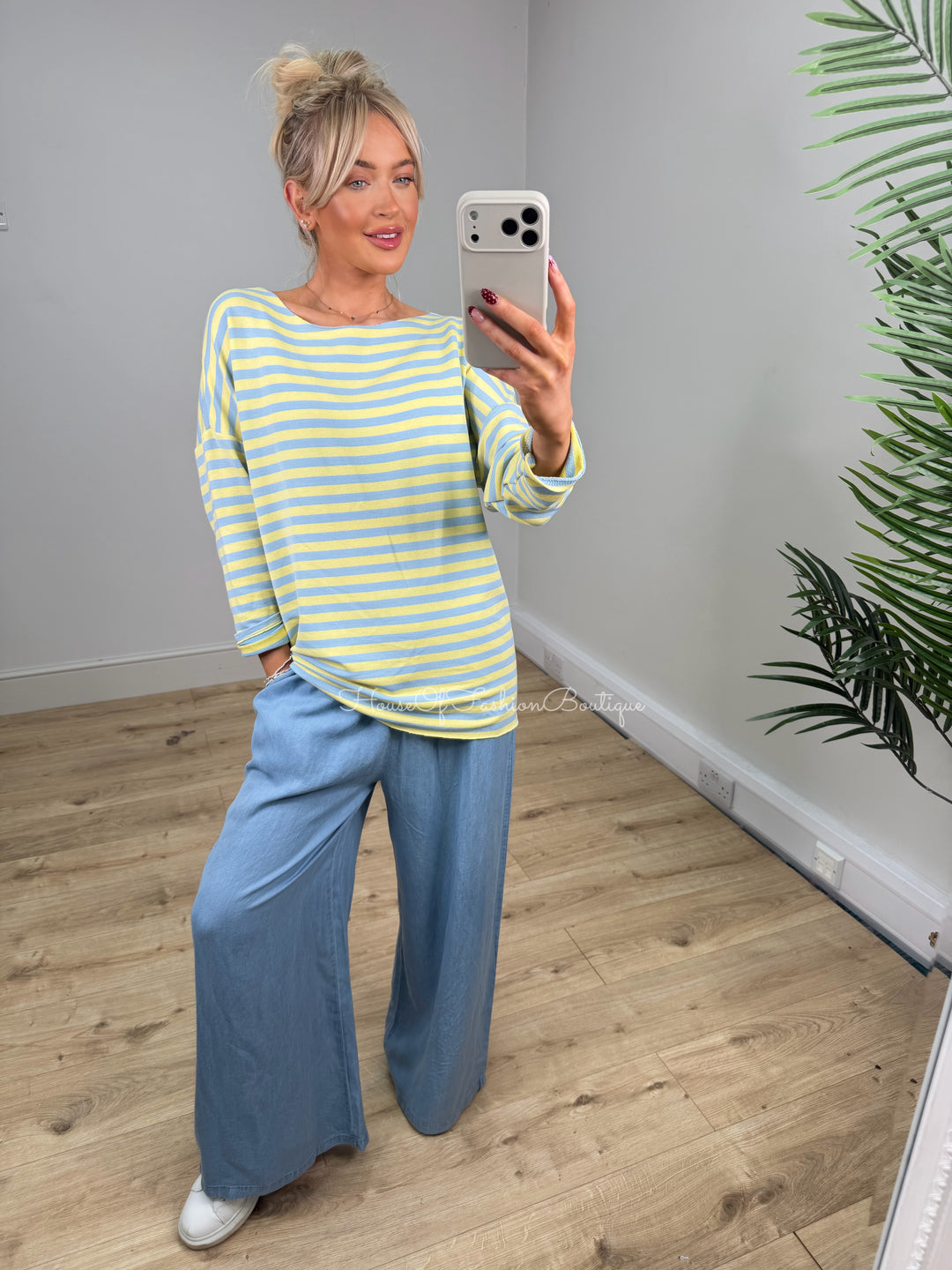 Eliana Stripe Sweatshirt - Baby Blue & Lemon