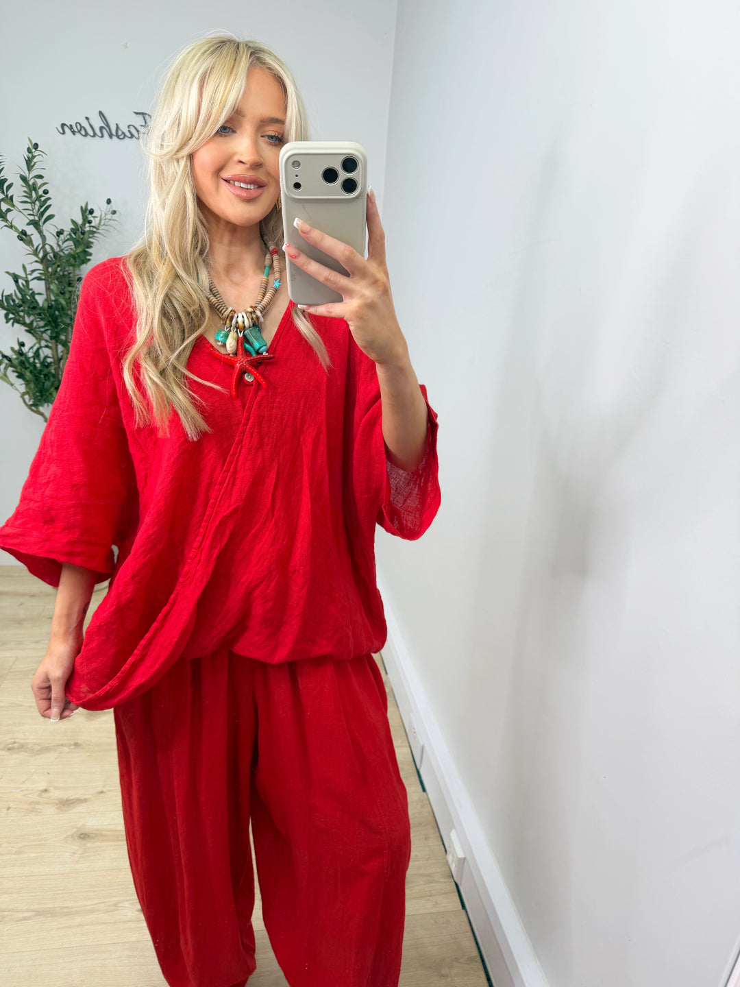 Adelaide Linen Wrap Top