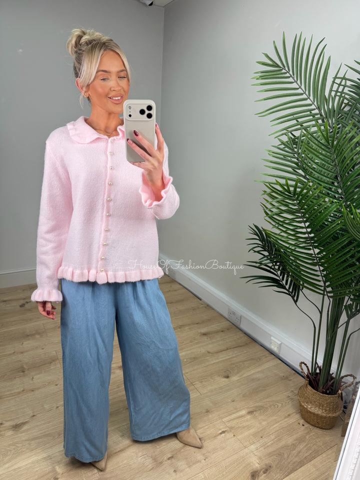 Eloise Frill Knit - Baby Pink