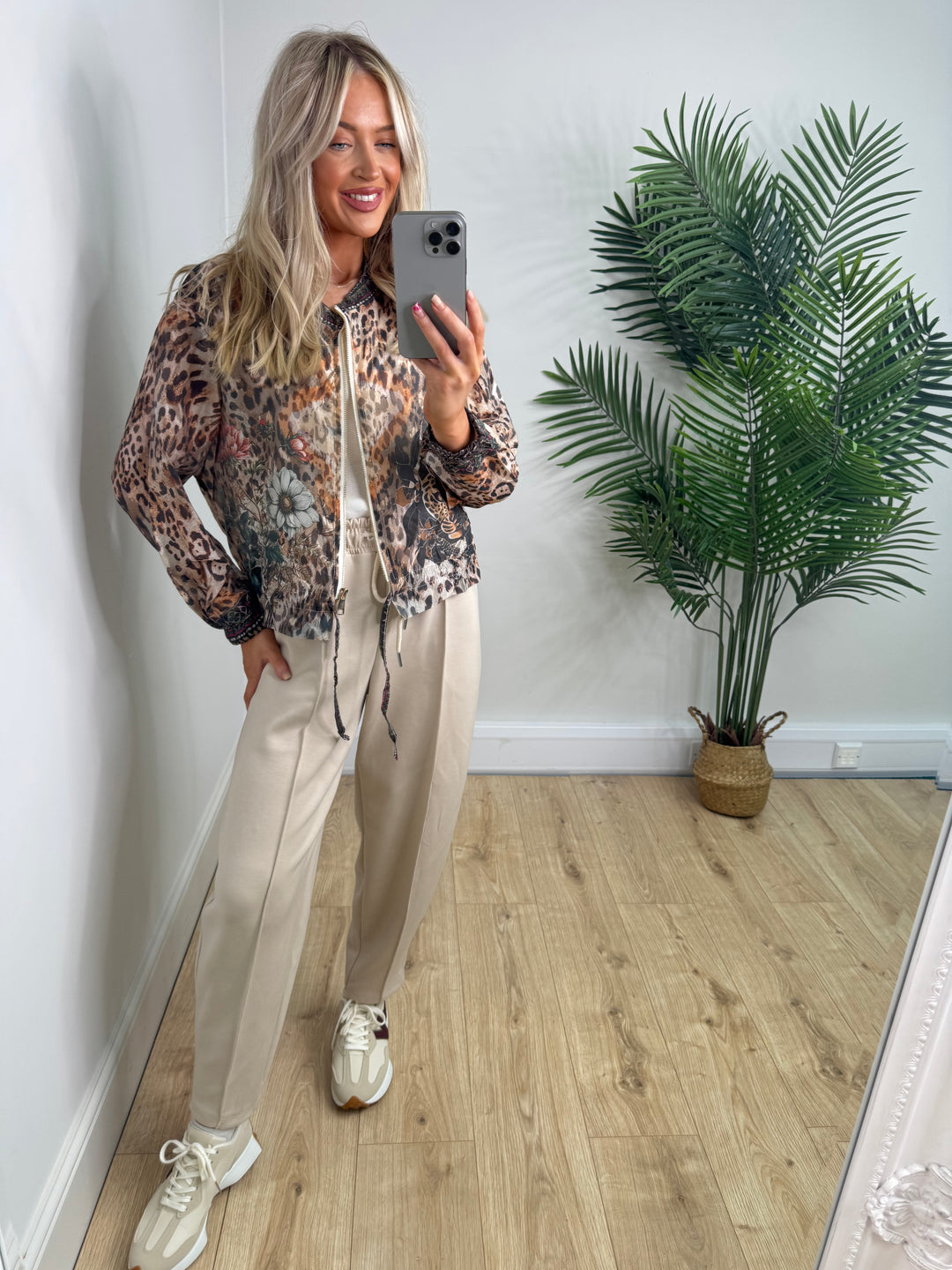 Floral Leopard Bomber Jacket