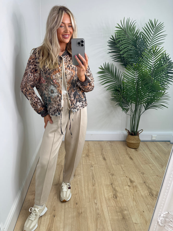 Floral Leopard Bomber Jacket
