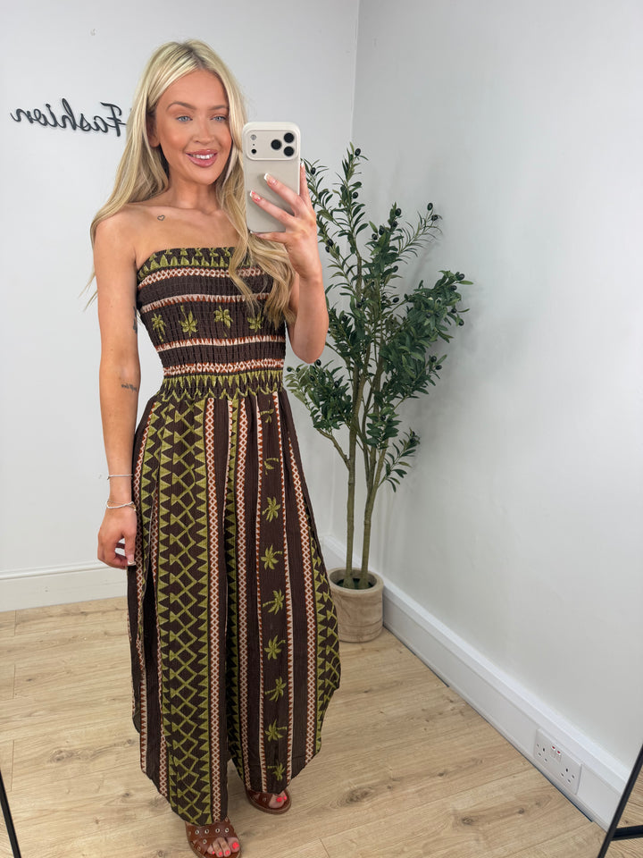 Safari Jumpsuit - Chocolate & Lime