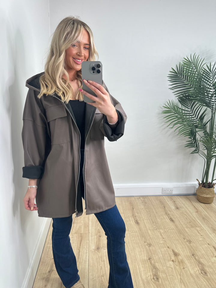 PU Pocket Jacket - Mocha