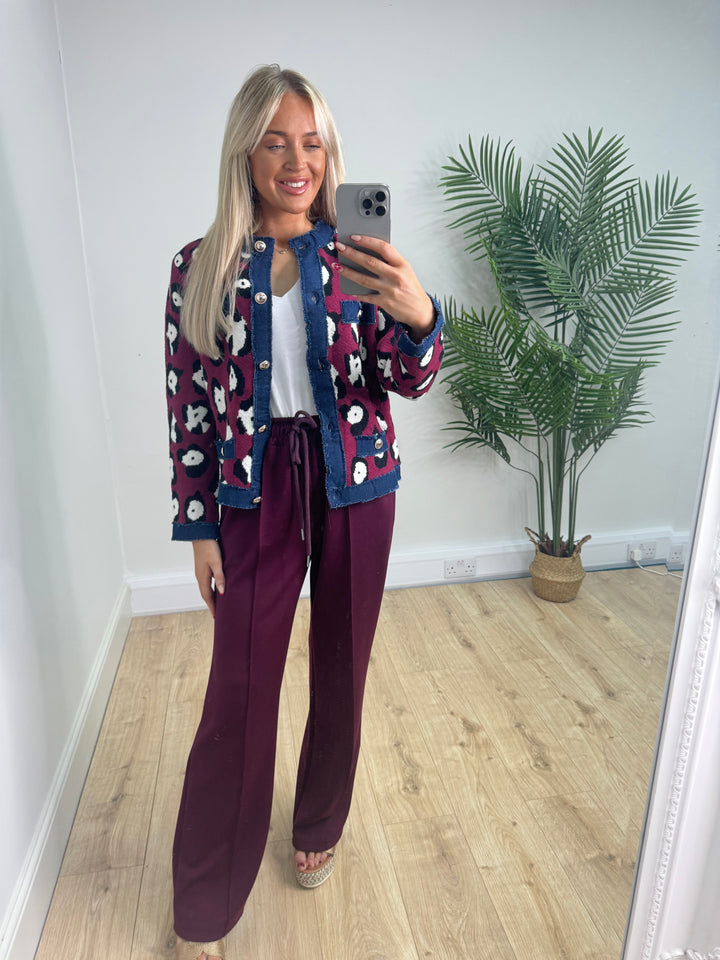 Freya Leopard Jacket - Burgundy