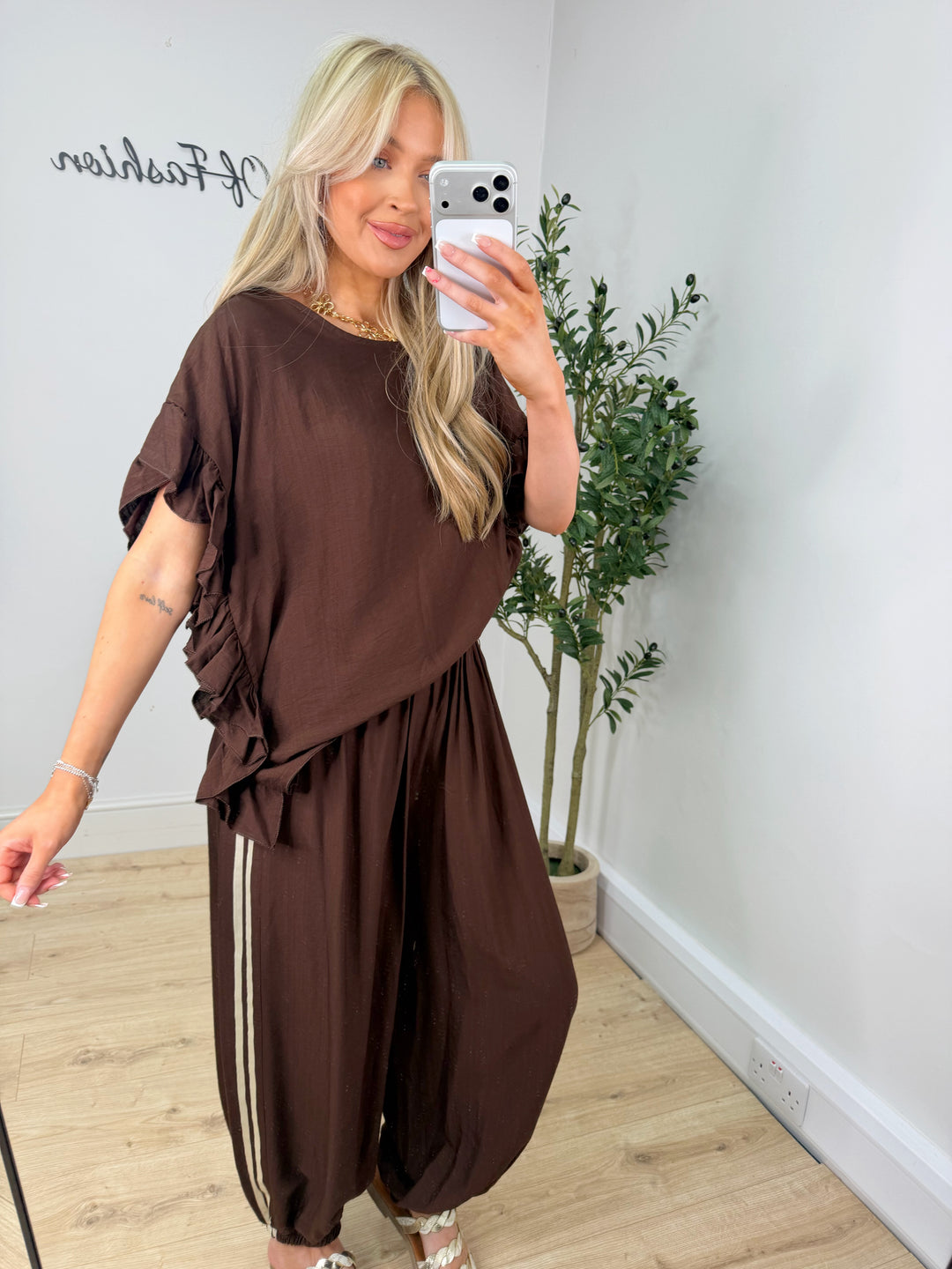 Kady Frill Top - Chocolate