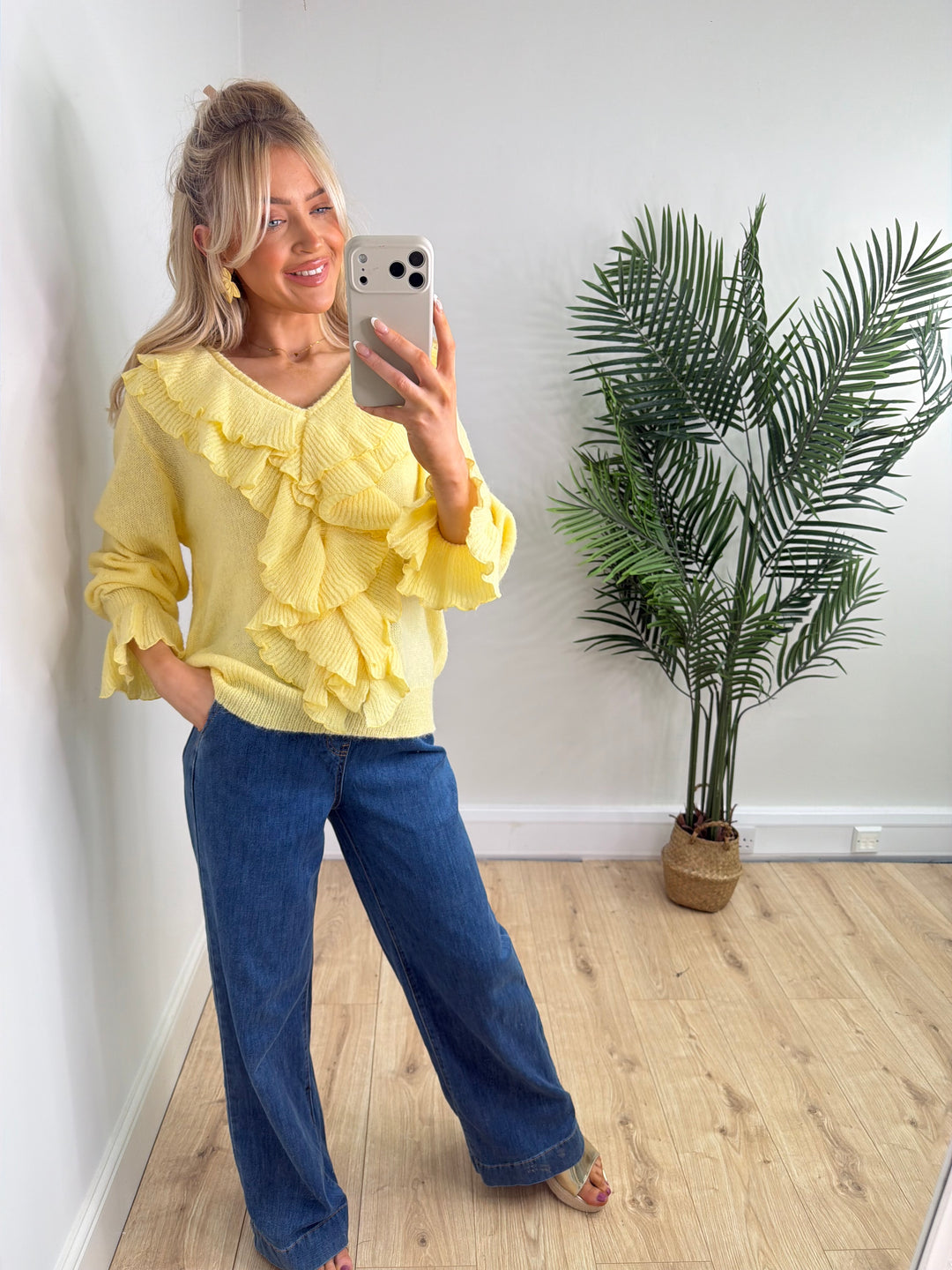 Adley Ruffle Knit - Lemon