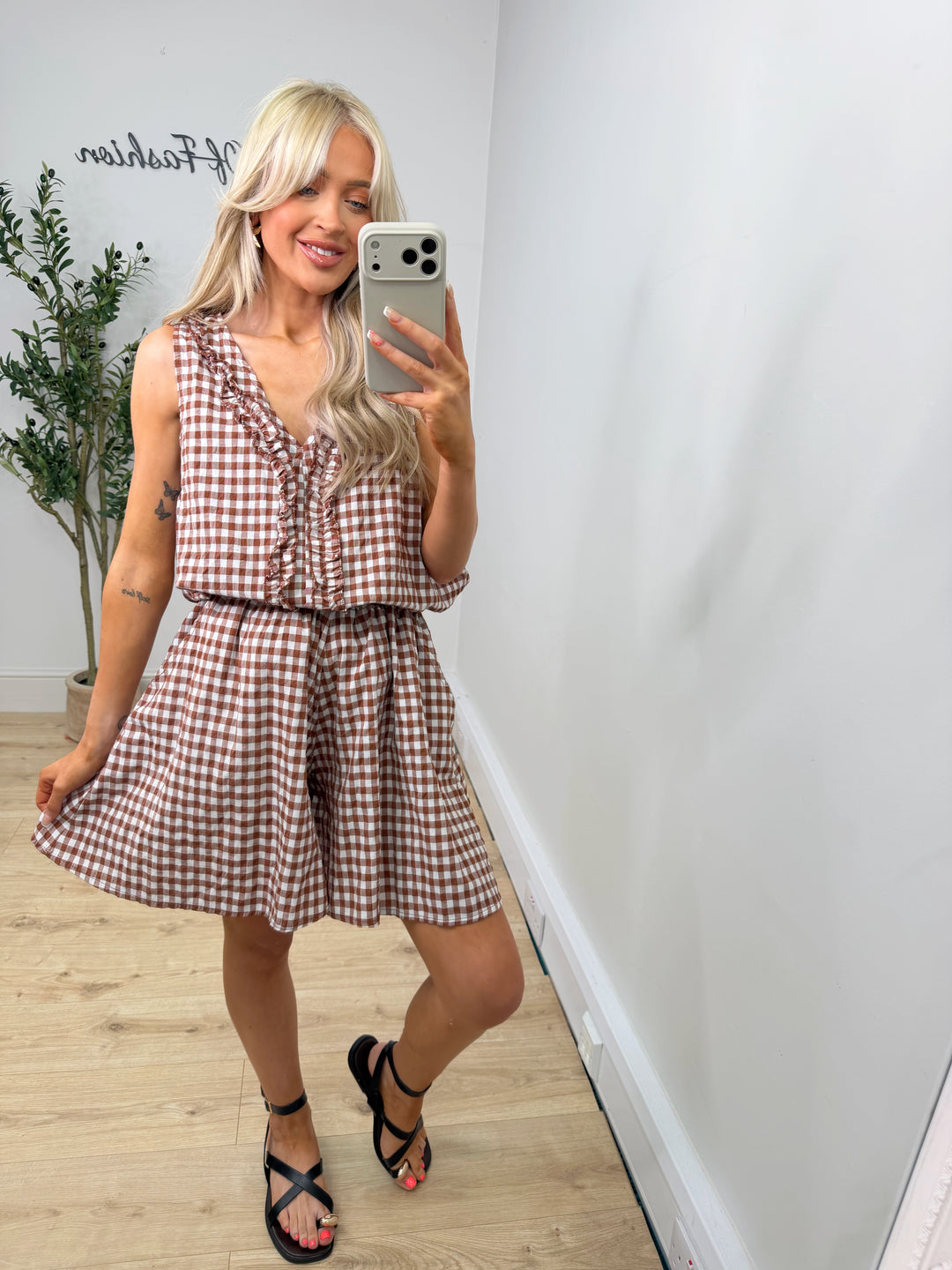 Morocco Gingham Shorts - Chocolate