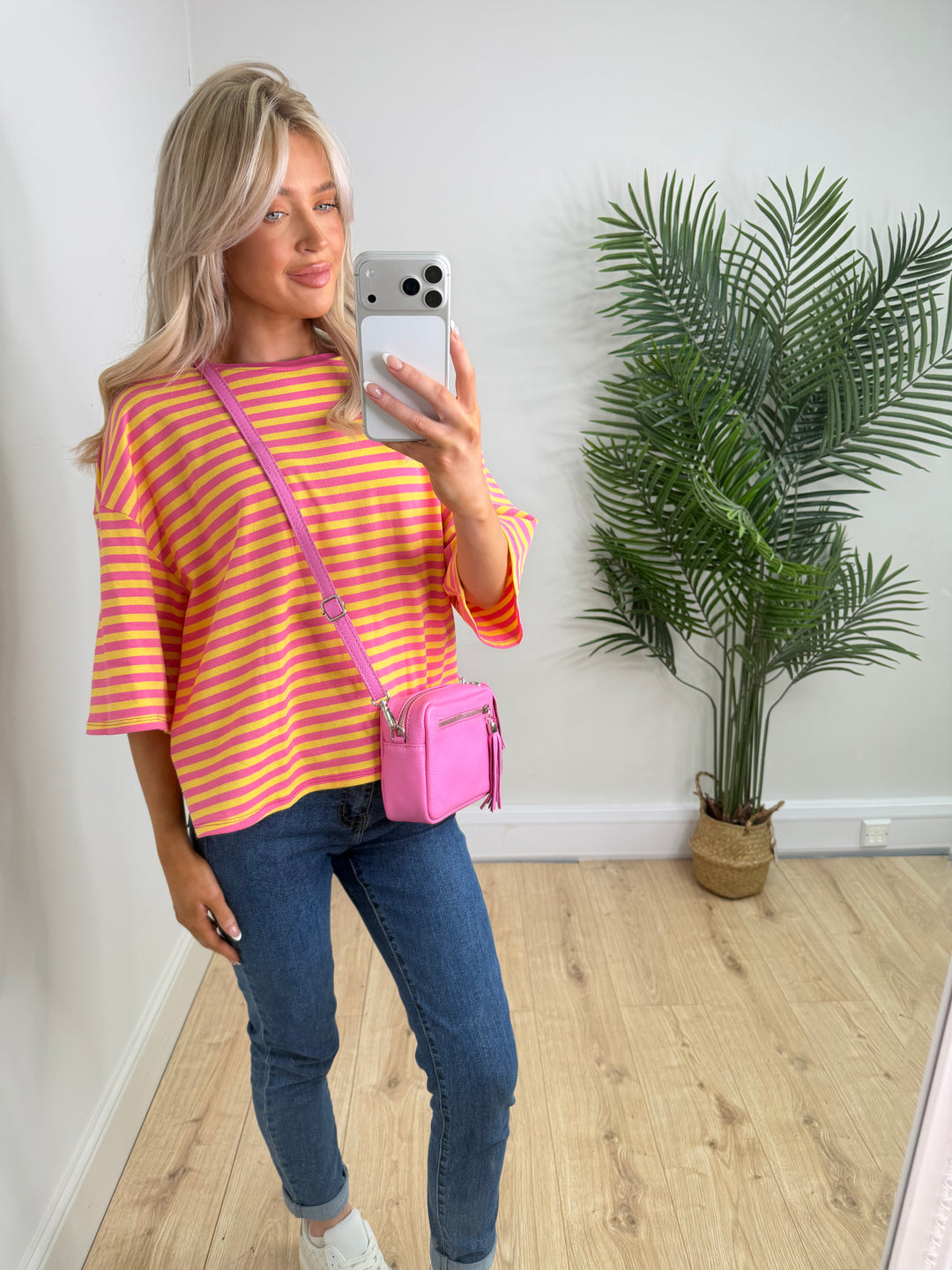 Stripe Tee - Lemon & Pink