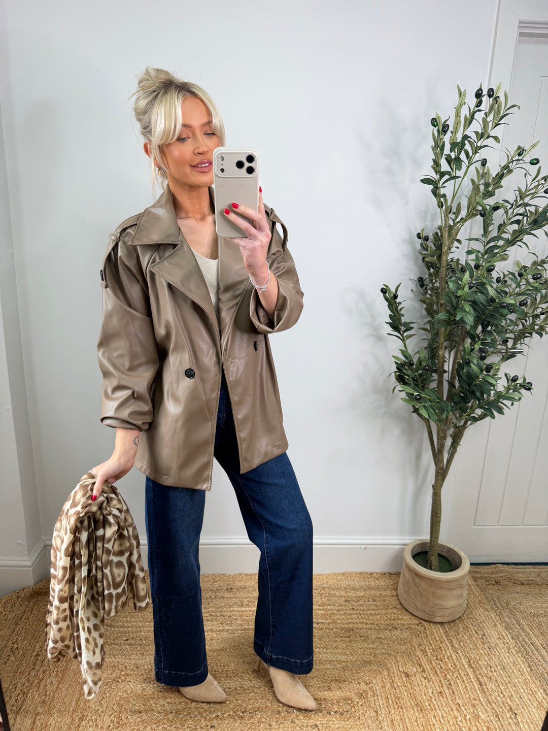 Carlie PU Trench - Mocha