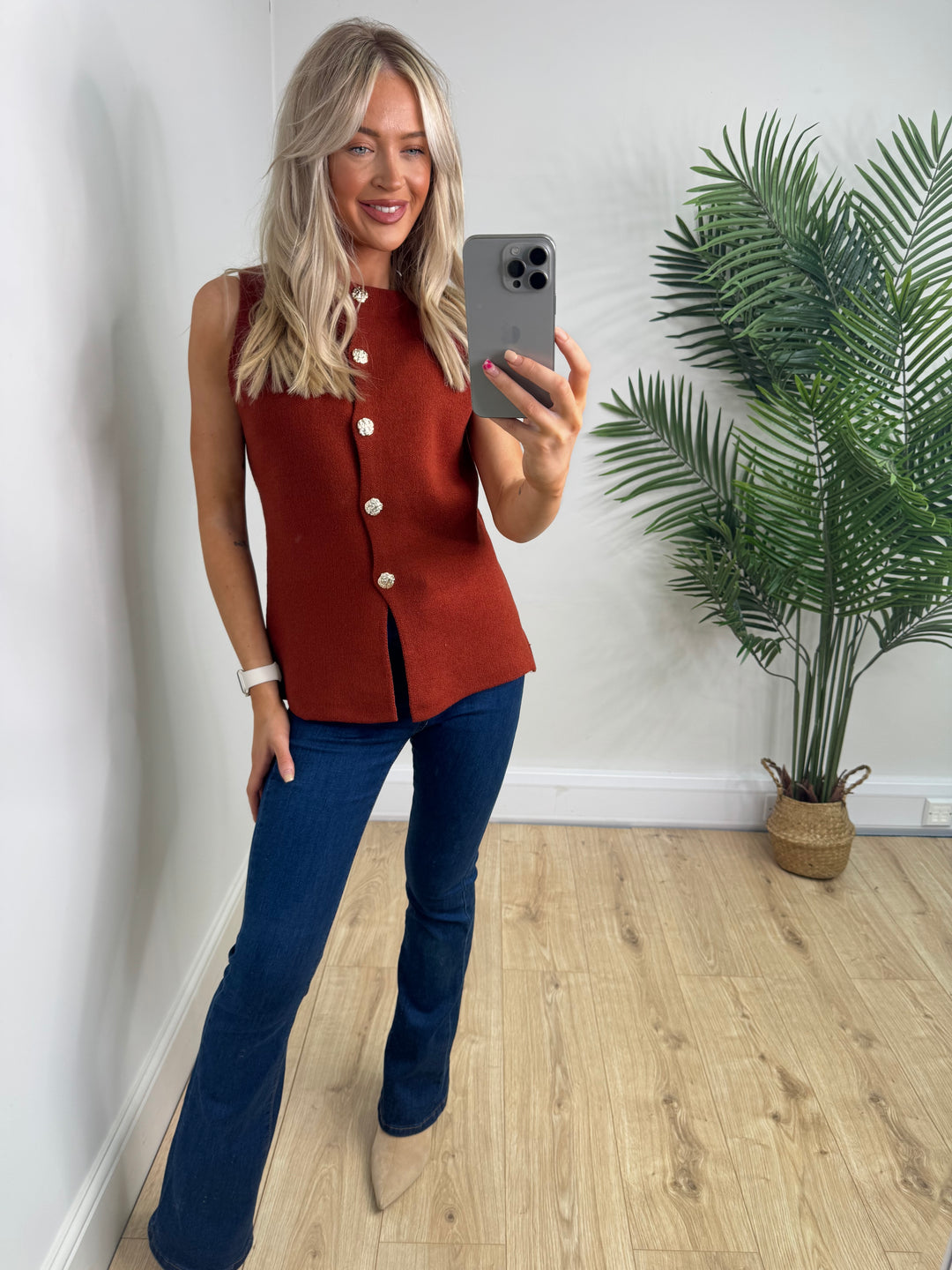 Masie Waistcoat - Burnt Orange