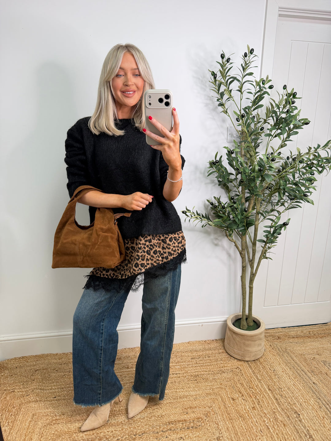 Nancie Leopard Knit - Black