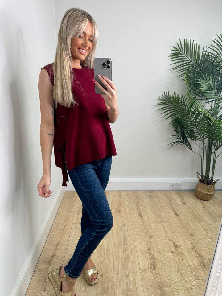 Nadine Tie Top - Burgundy