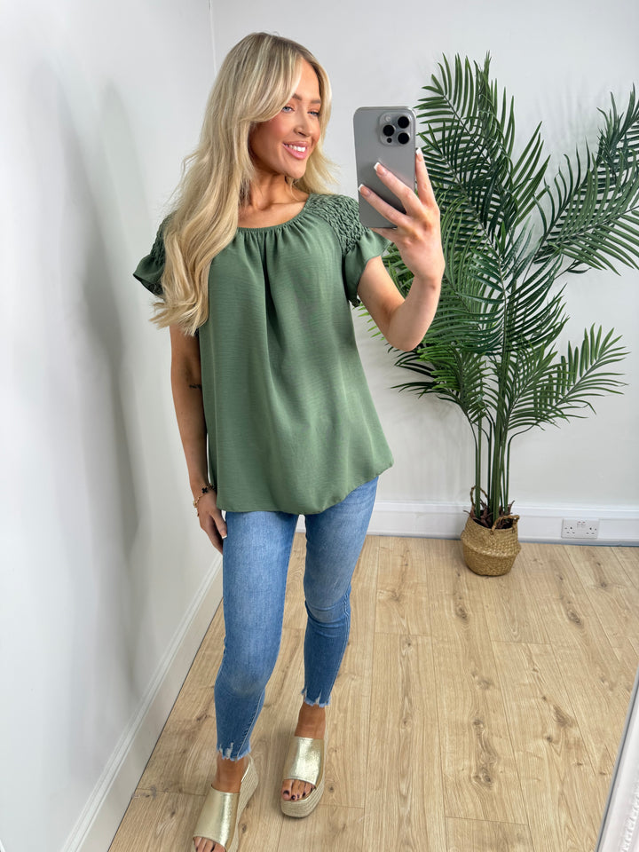 Etta Bardot Top - Khaki