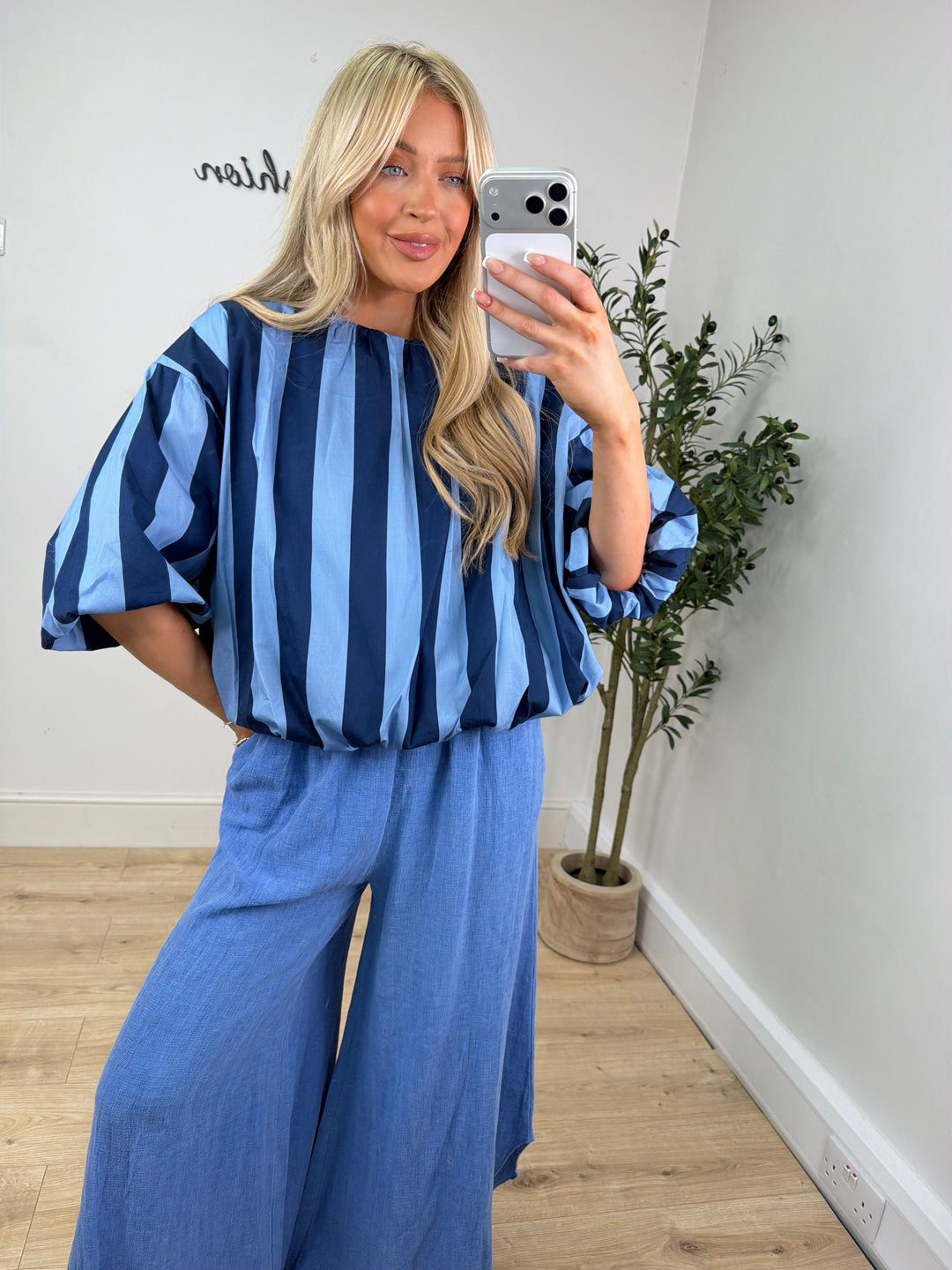 Kiki Stripe Shirt Top - Blue