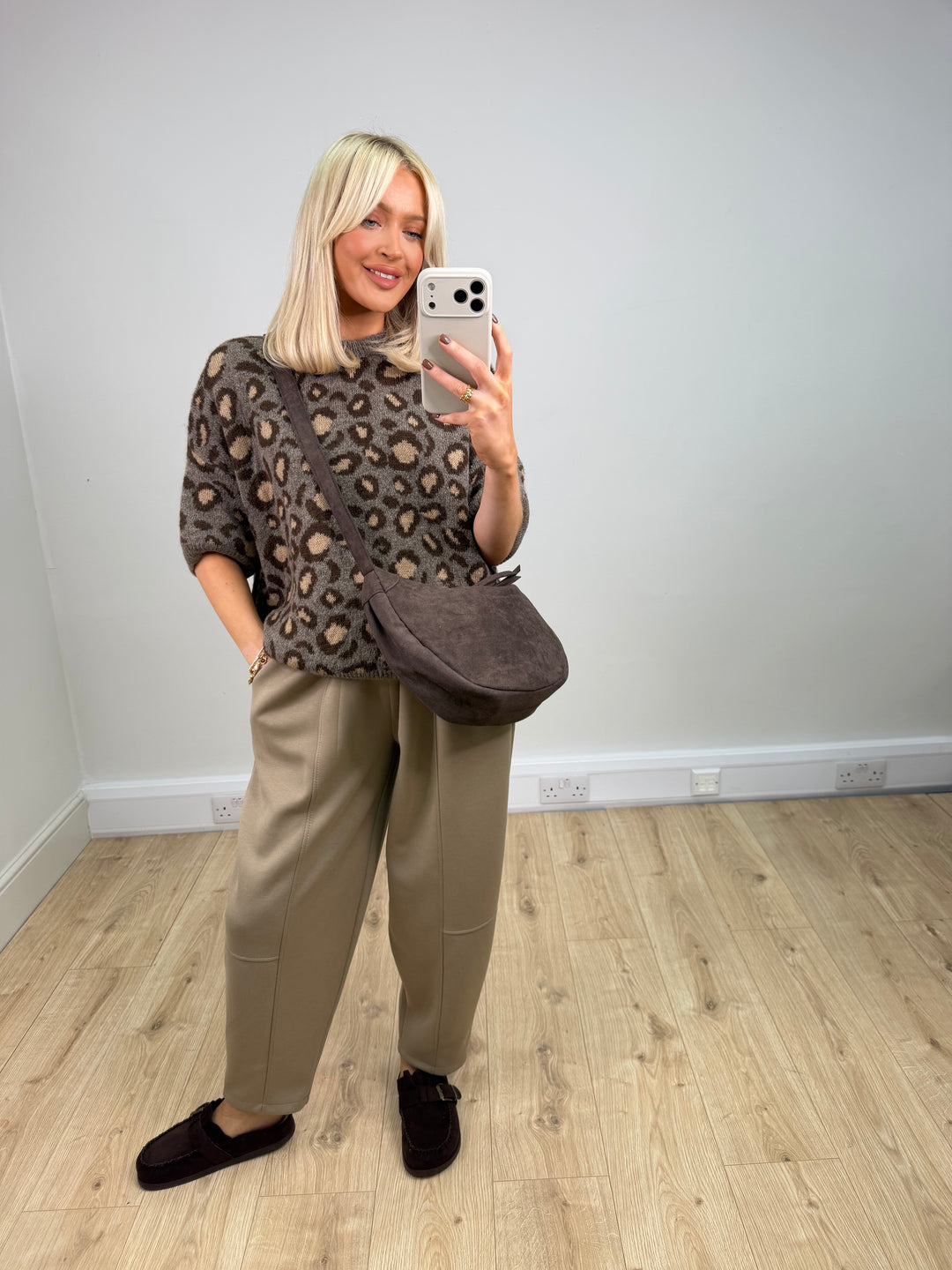 Barrel Leg Joggers - Taupe