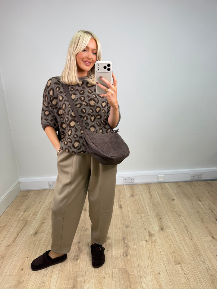 Barrel Leg Joggers - Taupe