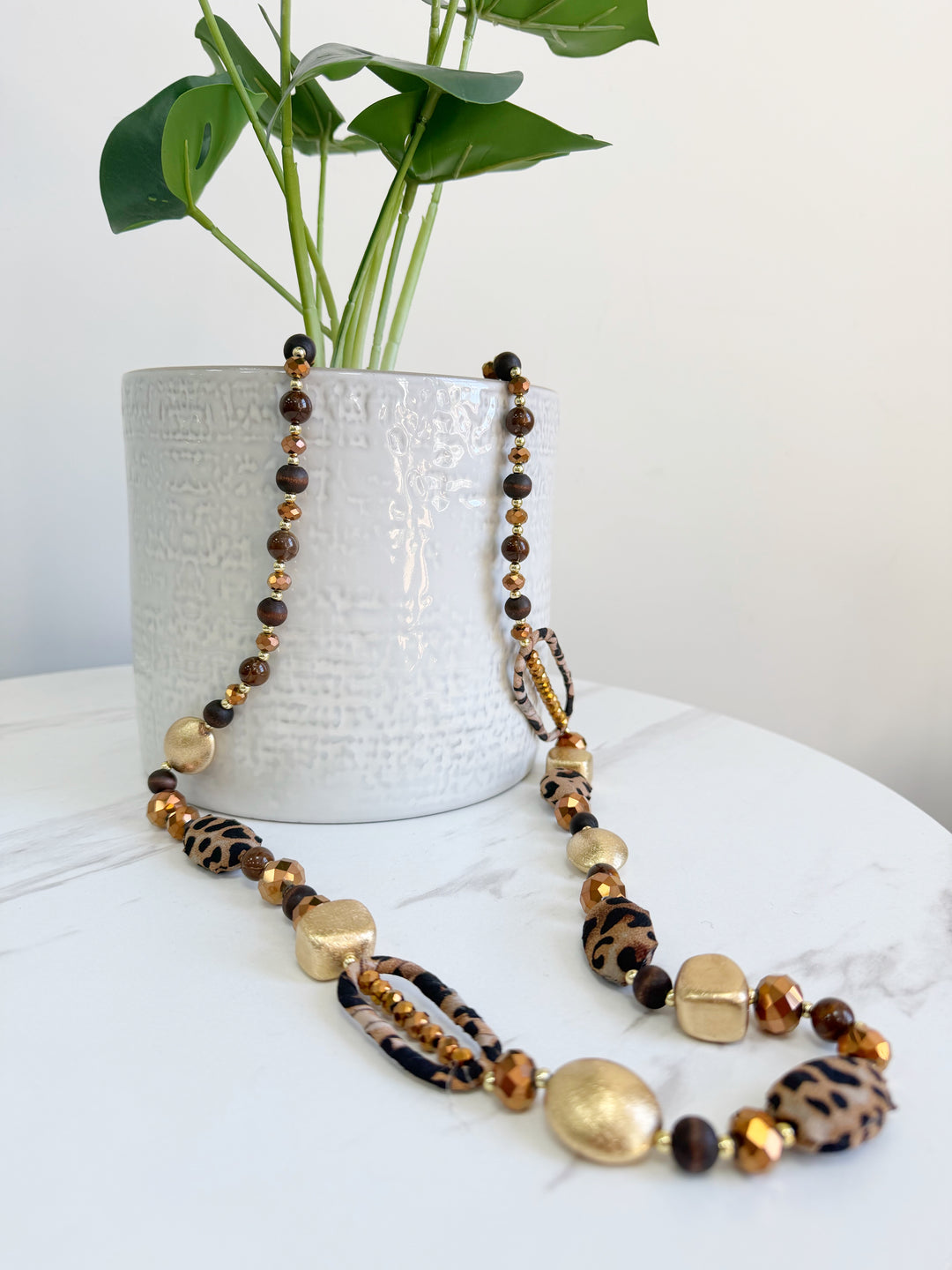Leopard Print Necklace - Mocha