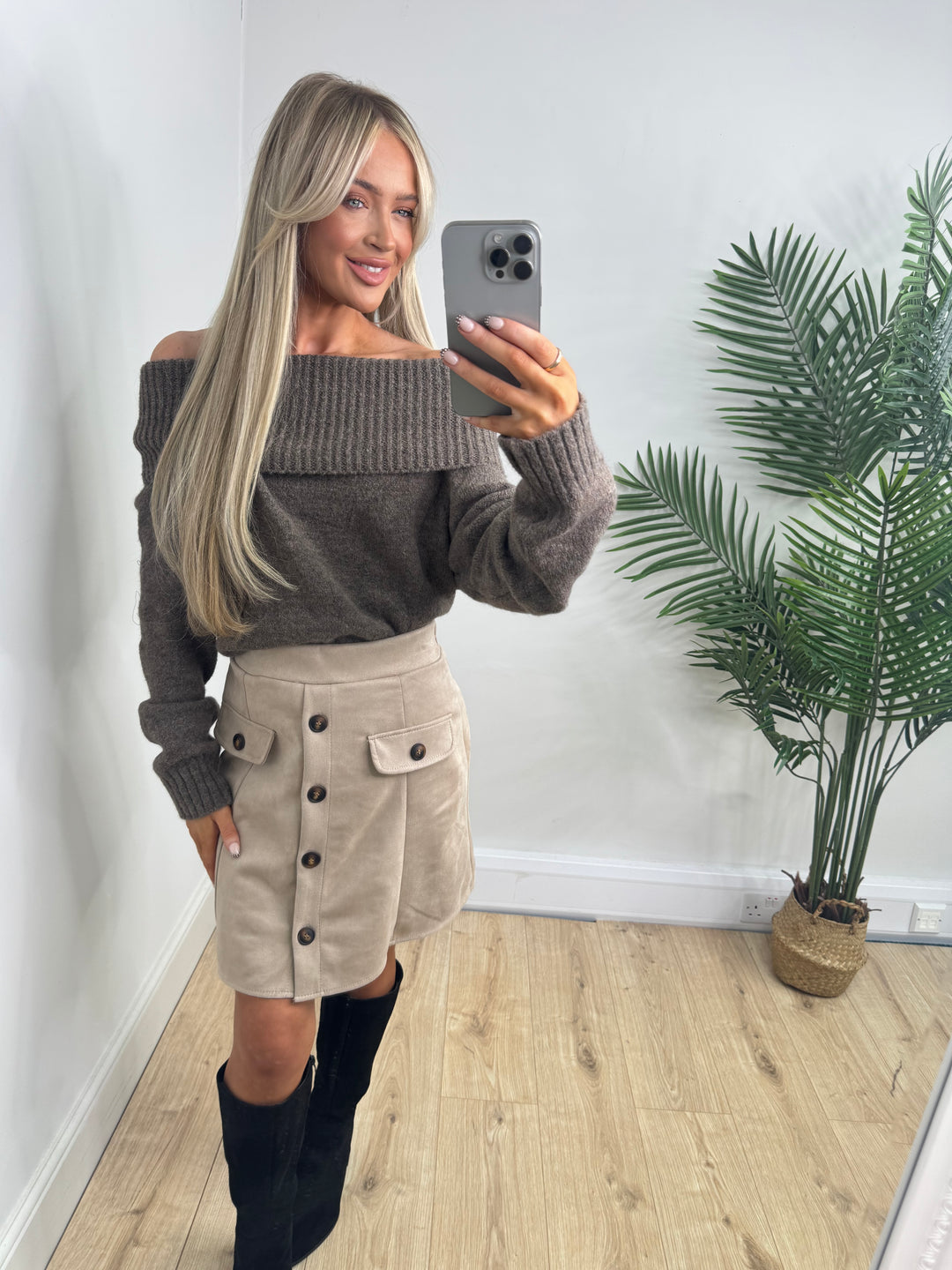 Freya bardot Knit - Mocha