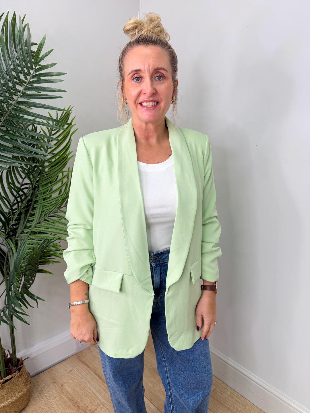 Ruched Blazer - Pistachio