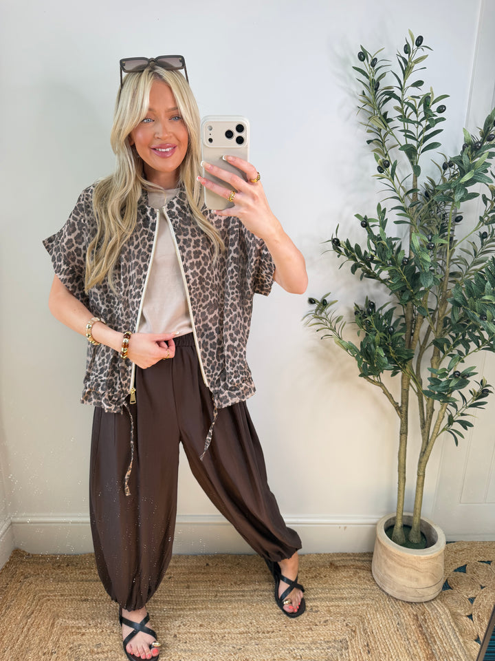 Harley Leopard Sleeveless Bomber