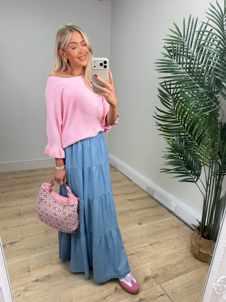 Chambray Skirt - Lightwash