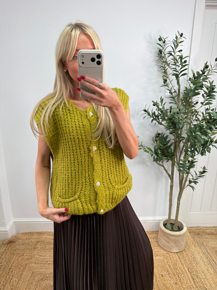 Nyla Knitted Tank Top - Lime