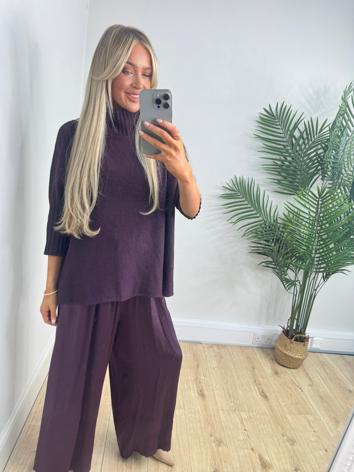Melanie Ribbed Knit - Aubergine