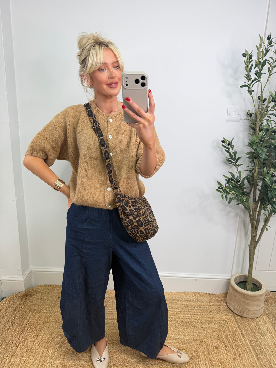 Kassia Cardigan - Caramel Short Sleeve