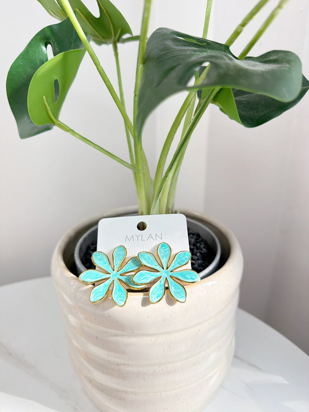 Flower Earrings - Teal