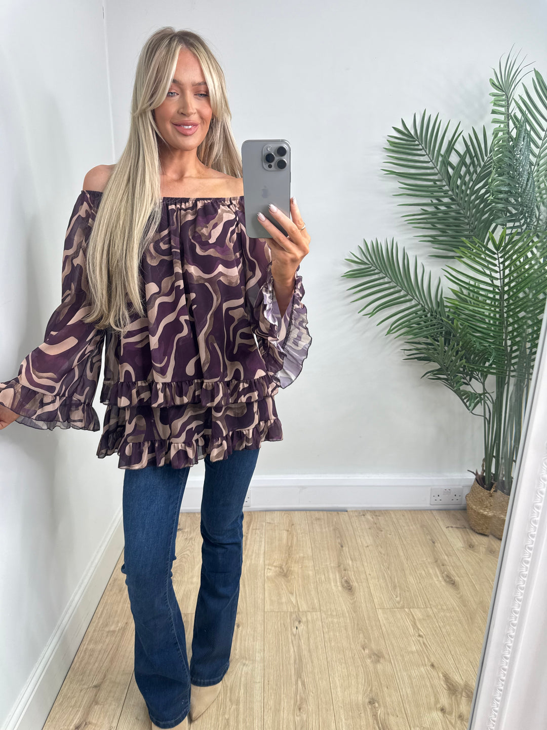 Taylor Bardot Blouse - Plum